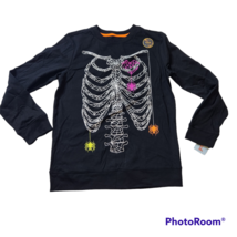 NWT Cat &amp; Jack Kids Halloween Glow in the Dark Skeleton Spider Long Sleeve Tee M - £3.78 GBP