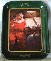 Vintage 1983 Santa Claus Good Boys &amp; Girls List Coca-Cola Tin Tray 13&quot;L x 10.5&quot;W - £13.58 GBP