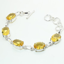 Lemon Topaz Oval Shape Cut Gemstone Designer Look Bracelet Jewelry 7-8&quot; ... - £3.70 GBP
