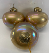 Set of 3 Pottery Barn Large Gold Mercury Glass Christmas Ornaments - £35.60 GBP