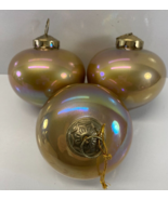 Set of 3 Pottery Barn Large Gold Mercury Glass Christmas Ornaments - £35.59 GBP