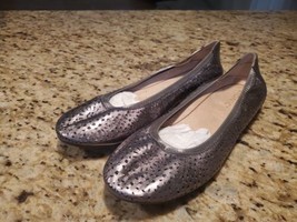 Vionic Flats Robyn Pewter Leather Ballet Silver Metallic Size 9.0 - £55.22 GBP
