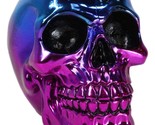 Day of The Dead Metallic Blue and Pink Plated Gothic Skull Figurine Skel... - $22.99