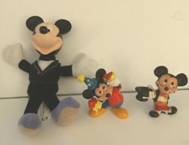 Lot of 3 Vintage Mickey Mouse figurines 2 PVC Figures by Applause and 1 plush. - £6.06 GBP