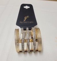 G by Gennaro Gold Tone Cuff Bracelet Rhinestones - £11.62 GBP
