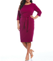 Adrianna Papell Wildberry Women&#39;s Knit Crepe Tie Waist Sheath Dress - $129.00