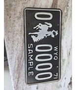 vintage 1971 Wyoming SAMPLE license plate 0 0000 black / white - €85,58 EUR