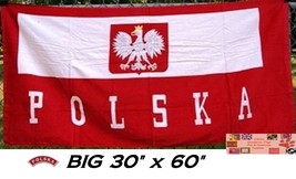 Polska Polish Arms Eagle Poland Flag Banner Cott​On Bath Pool Beach Towel Wrap - £24.03 GBP
