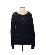 Tommy Hilfiger Long Sleeve Navy Blue Solid Open Weave Pullover Sz Large - £34.19 GBP