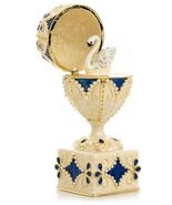 Keren Kopal Pearl Egg with Swan Trinket box Decorated with Austrian Crys... - $161.28