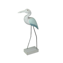 15 Inch Hand Carved White Painted Wood Bird Statue Home Coastal Decor Sculpture - £22.99 GBP