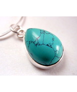 Blue Turquoise Teardrop Pear Shaped 925 Sterling Silver Pendant New - £6.12 GBP