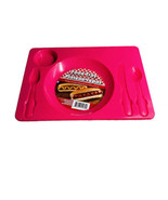 Dinner Lunch Food Trays Plastic w Flatware 5 Sections 10”x14.3”, Pink - $9.78