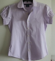 Ralph Lauren Sport Women`s Top Shirt 4 White Lilac Purple Cotton Blouse New - £39.90 GBP