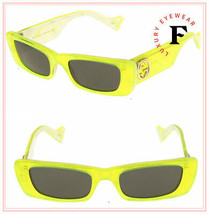 GUCCI 0516 Fluorescent Neon Yellow Pearl Geometric Slim Sunglass GG0516S Unisex - £324.39 GBP