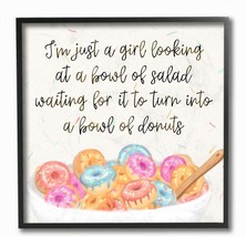 Wall Art, 12 X 12, Black Framed, Just A Girl Looking For A Bowl Of Donuts Food - £32.99 GBP