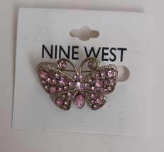 Nine West Pink Silver Butterfly Brooch Pin 1.5&quot; - $252.48 MXN