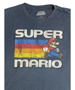 Super Mario Men&#39;s Blue Retro Video Game Arcade Graphic Print T-Shirt SZ XL - £10.19 GBP