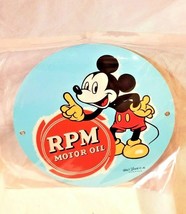 Mickey Mouse Standard gas station Motor Oil 12&quot; Round Metal sign vtg retro style - £51.43 GBP