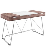 Modern Dual-Toned Wood Writing Desk White Center Birch Ends 2 Drawers Mi... - $164.05 CAD