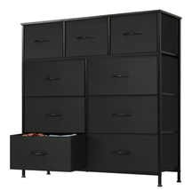 Drawer Dresser, 9 Chest Of Drawers Nightstand Storage Tower Storage, Black - $84.99