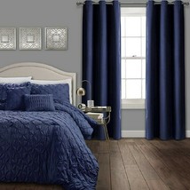Lush Decor Absolute Blackout 2-Panels Set Navy Blue Window Curtains 38x84 each - £44.50 GBP