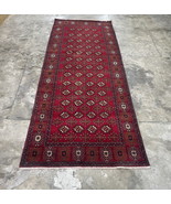 Vintage Afghan Turkmen Bokhara Geometric Runner Rug - $9,861.59 MXN