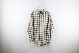 Vtg 90s Gap Mens Medium Distressed Collared Flannel Button Shirt Plaid Cotton - £34.99 GBP