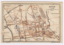 1905 Antique City Map Of Autun / Burgundy / France - £19.24 GBP