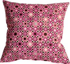 Houndstooth Spheres 18x18 Pink Throw Pillow, Complete with Pillow Insert - £49.50 GBP
