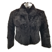 Vintage Dyed Black Rabbit Fur Neck Wrap Coat Womens Winter Jacket large - £70.05 GBP