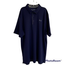 Under Armour Polo Mens 2XL Blue Heat Gear Loose Athletic Golf Tennis Shirt - $18.69