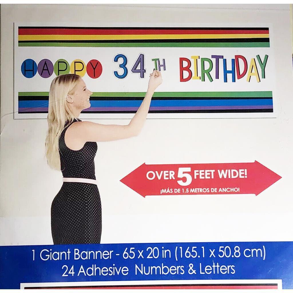 Rainbow Add-Any-Age Personalized Giant Banner Kit Birthday Party Decor 5... - $4.25