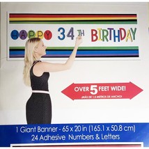 Rainbow Add-Any-Age Personalized Giant Banner Kit Birthday Party Decor 5 Feet - £3.39 GBP