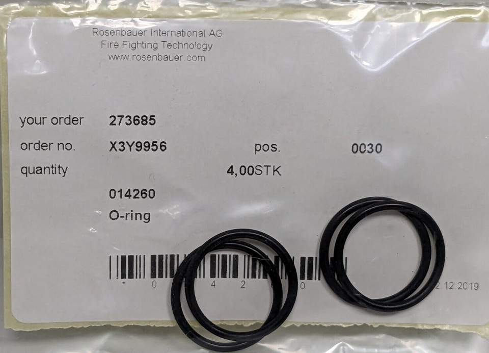 NEW Rosenbauer Fire Engine Lot of 4 Replacement O-Rings Part# 014260 - $13.85