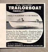 1958 Print Ad Trailorboat Aluminum &amp; Fiberglass Boats San Rafael,California - $8.72