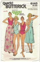 Butterick 6148 Mock Wrap Swimsuit & Wrap Skirt 1980s Pattern Misses Size 8 Uncut - $14.69