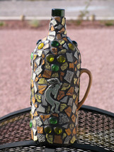 Wine Bottle Unique Mosaic Hand Crafted would look Great in your Home W200 - £43.48 GBP