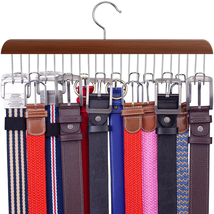 Wooden Belt Hanger Closet Organizer 12 Hooks Cherry Maple by Zoe Deco - $22.23+