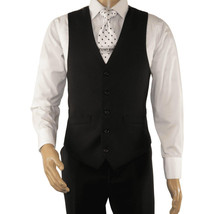 Mens RENOIR Vest Wool 140 Adjustable ,V-Neck two Pocket Full Lining 508-1 Black image 7