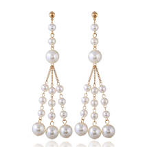 Pearl &amp; 18K Gold-Plated Tassel Drop Earrings - £11.18 GBP