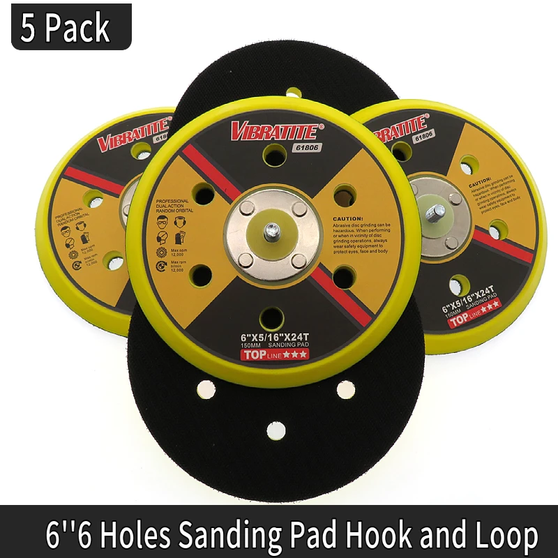 5PCS 6 Inch 150MM 6 Holes Hook loop Backup Sanding Pad  Bac Pad Sander 5... - $167.10 CAD