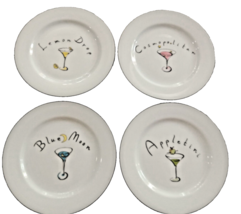 Set of 4 8&quot; Pottery Barn Martini Cocktail Drinks Appetizer Salad Dessert Plates - £19.97 GBP