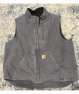 Vintage Carhartt Vest Mens XL Granite Gray Canvas Sherpa Lined Mock Neck... - $81.50 CAD