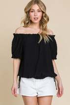Airflow Dot Off-shoulder Fashion Top - $16.50