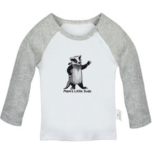 Mam&#39;s Little Dude Funny Tshirt Newborn Baby T-shirt Kids Animal Badger Tees Tops - £7.91 GBP+
