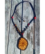 Ayahuasca, Huayruros and Tiger's eyes macrame necklace - $45.00