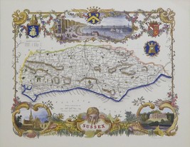 Sussex map - Framed Picture - 12&quot; x 16&quot; - £40.11 GBP