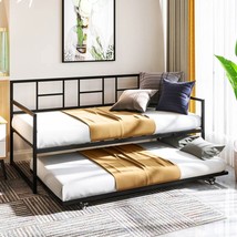 Twin size Black Metal Daybed Frame with Roll Out Trundle Bed Frame - $5,722.28 MXN