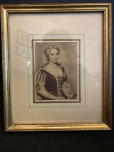 Vintage Framed Colored Portrait Of Caroline Of Ansbach Queen Wife Of George II - £39.17 GBP